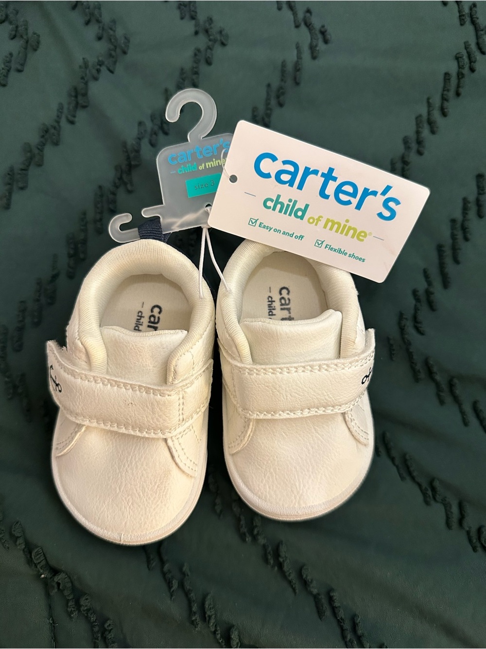 Carter's White and Navy Baby Velcro Sneakers